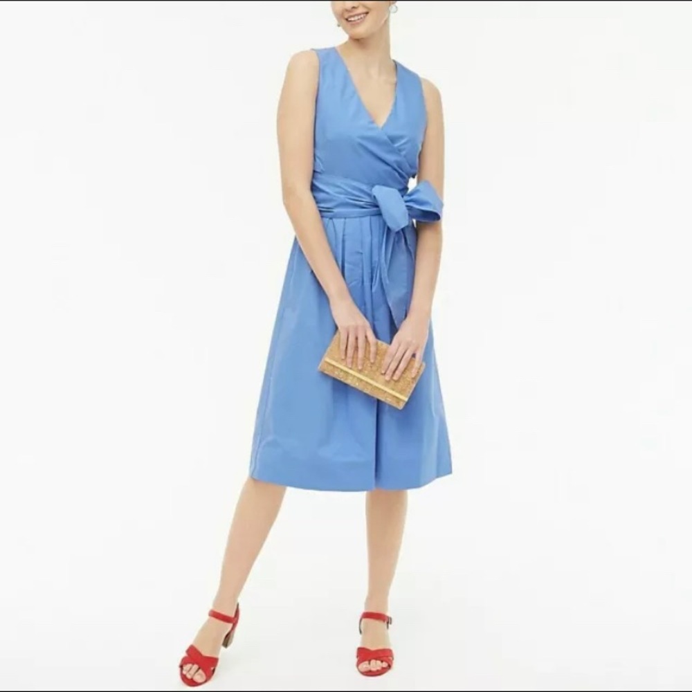 Kelly green J.Crew poplin V-neck sundress, size 8.